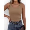 imagePRETTYGARDEN Tank Tops for Women 2026 Summer Sleeveless Scoop Neck Ribbed Tops Cute Spring Casual Fitted Basic Cami ShirtsLight Khaki