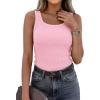 imagePRETTYGARDEN Tank Tops for Women 2026 Summer Sleeveless Scoop Neck Ribbed Tops Cute Spring Casual Fitted Basic Cami ShirtsPink