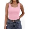 imagePRETTYGARDEN Tank Tops for Women 2026 Summer Sleeveless Scoop Neck Ribbed Tops Cute Spring Casual Fitted Basic Cami ShirtsPink