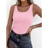 imagePRETTYGARDEN Tank Tops for Women 2026 Summer Sleeveless Scoop Neck Ribbed Tops Cute Spring Casual Fitted Basic Cami ShirtsPink