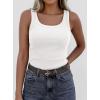 imagePRETTYGARDEN Tank Tops for Women 2026 Summer Sleeveless Scoop Neck Ribbed Tops Cute Spring Casual Fitted Basic Cami ShirtsWhite