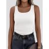 imagePRETTYGARDEN Tank Tops for Women 2026 Summer Sleeveless Scoop Neck Ribbed Tops Cute Spring Casual Fitted Basic Cami ShirtsWhite