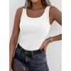 imagePRETTYGARDEN Tank Tops for Women 2026 Summer Sleeveless Scoop Neck Ribbed Tops Cute Spring Casual Fitted Basic Cami ShirtsWhite