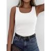 imagePRETTYGARDEN Tank Tops for Women 2026 Summer Sleeveless Scoop Neck Ribbed Tops Cute Spring Casual Fitted Basic Cami ShirtsWhite