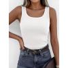 imagePRETTYGARDEN Tank Tops for Women 2026 Summer Sleeveless Scoop Neck Ribbed Tops Cute Spring Casual Fitted Basic Cami ShirtsWhite