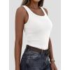 imagePRETTYGARDEN Tank Tops for Women 2026 Summer Sleeveless Scoop Neck Ribbed Tops Cute Spring Casual Fitted Basic Cami ShirtsWhite