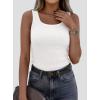 imagePRETTYGARDEN Tank Tops for Women 2026 Summer Sleeveless Scoop Neck Ribbed Tops Cute Spring Casual Fitted Basic Cami ShirtsWhite