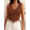 imagePRETTYGARDEN V Neck Tank Tops for Women Summer Outfits 2026 Ribbed Knit Shirts Casual Basic Tees Sleeveless Camisole VestCaramel