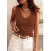 imagePRETTYGARDEN V Neck Tank Tops for Women Summer Outfits 2026 Ribbed Knit Shirts Casual Basic Tees Sleeveless Camisole VestCaramel