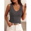 imagePRETTYGARDEN V Neck Tank Tops for Women Summer Outfits 2026 Ribbed Knit Shirts Casual Basic Tees Sleeveless Camisole VestDark Grey