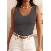 imagePRETTYGARDEN V Neck Tank Tops for Women Summer Outfits 2026 Ribbed Knit Shirts Casual Basic Tees Sleeveless Camisole VestDark Grey