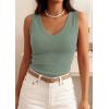 imagePRETTYGARDEN V Neck Tank Tops for Women Summer Outfits 2026 Ribbed Knit Shirts Casual Basic Tees Sleeveless Camisole VestGrey Green