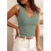 imagePRETTYGARDEN V Neck Tank Tops for Women Summer Outfits 2026 Ribbed Knit Shirts Casual Basic Tees Sleeveless Camisole VestGrey Green