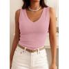 imagePRETTYGARDEN V Neck Tank Tops for Women Summer Outfits 2026 Ribbed Knit Shirts Casual Basic Tees Sleeveless Camisole VestPink