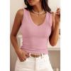 imagePRETTYGARDEN V Neck Tank Tops for Women Summer Outfits 2026 Ribbed Knit Shirts Casual Basic Tees Sleeveless Camisole VestPink