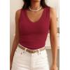 imagePRETTYGARDEN V Neck Tank Tops for Women Summer Outfits 2026 Ribbed Knit Shirts Casual Basic Tees Sleeveless Camisole VestRed