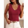 imagePRETTYGARDEN V Neck Tank Tops for Women Summer Outfits 2026 Ribbed Knit Shirts Casual Basic Tees Sleeveless Camisole VestRed