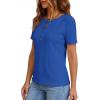 imagePRETTYGARDEN Waffle Knit Tops for Women Short Sleeve Henley Shirts 2026 Summer Blouses Dressy Casual Spring Fashion ClothesBlue