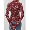 imagePRETTYGARDEN Women Button Down Floral Shirts 2026 Fall Trendy Long Sleeve V Neck Mesh Boho Blouse Spring Tops Date Outfits01 Dot Burgundy White