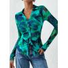 imagePRETTYGARDEN Women Button Down Floral Shirts 2026 Fall Trendy Long Sleeve V Neck Mesh Boho Blouse Spring Tops Date OutfitsFloral Blue Green