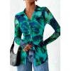 imagePRETTYGARDEN Women Button Down Floral Shirts 2026 Fall Trendy Long Sleeve V Neck Mesh Boho Blouse Spring Tops Date OutfitsFloral Blue Green