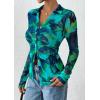 imagePRETTYGARDEN Women Button Down Floral Shirts 2026 Fall Trendy Long Sleeve V Neck Mesh Boho Blouse Spring Tops Date OutfitsFloral Blue Green