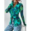 imagePRETTYGARDEN Women Button Down Floral Shirts 2026 Fall Trendy Long Sleeve V Neck Mesh Boho Blouse Spring Tops Date OutfitsFloral Blue Green