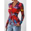 imagePRETTYGARDEN Women Button Down Floral Shirts 2026 Fall Trendy Long Sleeve V Neck Mesh Boho Blouse Spring Tops Date OutfitsFloral Navy Red