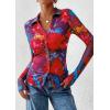 imagePRETTYGARDEN Women Button Down Floral Shirts 2026 Fall Trendy Long Sleeve V Neck Mesh Boho Blouse Spring Tops Date OutfitsFloral Navy Red