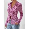 imagePRETTYGARDEN Women Button Down Floral Shirts 2026 Fall Trendy Long Sleeve V Neck Mesh Boho Blouse Spring Tops Date OutfitsLeopard Purple