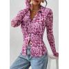 imagePRETTYGARDEN Women Button Down Floral Shirts 2026 Fall Trendy Long Sleeve V Neck Mesh Boho Blouse Spring Tops Date OutfitsLeopard Purple