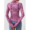 imagePRETTYGARDEN Women Button Down Floral Shirts 2026 Fall Trendy Long Sleeve V Neck Mesh Boho Blouse Spring Tops Date OutfitsLeopard Purple