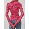 imagePRETTYGARDEN Women Button Down Floral Shirts 2026 Fall Trendy Long Sleeve V Neck Mesh Boho Blouse Spring Tops Date OutfitsPink Red Floral