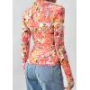 imagePRETTYGARDEN Women Button Down Floral Shirts 2026 Fall Trendy Long Sleeve V Neck Mesh Boho Blouse Spring Tops Date OutfitsRed Pink