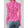 imagePRETTYGARDEN Women Button Down Floral Shirts 2026 Fall Trendy Long Sleeve V Neck Mesh Boho Blouse Spring Tops Date OutfitsRose Pink