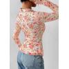 imagePRETTYGARDEN Women Button Down Floral Shirts 2026 Fall Trendy Long Sleeve V Neck Mesh Boho Blouse Spring Tops Date OutfitsWhite Pink Floral