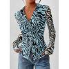 imagePRETTYGARDEN Women Button Down Floral Shirts 2026 Fall Trendy Long Sleeve V Neck Mesh Boho Blouse Spring Tops Date OutfitsZebra Blue Black