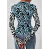 imagePRETTYGARDEN Women Button Down Floral Shirts 2026 Fall Trendy Long Sleeve V Neck Mesh Boho Blouse Spring Tops Date OutfitsZebra Blue Black