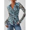 imagePRETTYGARDEN Women Button Down Floral Shirts 2026 Fall Trendy Long Sleeve V Neck Mesh Boho Blouse Spring Tops Date OutfitsZebra Blue Black