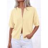 imagePRETTYGARDEN Women Spring Short Sleeve Cardigan Sweaters Button Down Knit Shirt Blouse Dressy Casual Tops 2026 Summer OutfitsBeige Yellow