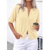 imagePRETTYGARDEN Women Spring Short Sleeve Cardigan Sweaters Button Down Knit Shirt Blouse Dressy Casual Tops 2026 Summer OutfitsBeige Yellow