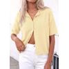 imagePRETTYGARDEN Women Spring Short Sleeve Cardigan Sweaters Button Down Knit Shirt Blouse Dressy Casual Tops 2026 Summer OutfitsBeige Yellow