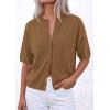 imagePRETTYGARDEN Women Spring Short Sleeve Cardigan Sweaters Button Down Knit Shirt Blouse Dressy Casual Tops 2026 Summer OutfitsDark Khaki