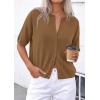 imagePRETTYGARDEN Women Spring Short Sleeve Cardigan Sweaters Button Down Knit Shirt Blouse Dressy Casual Tops 2026 Summer OutfitsDark Khaki