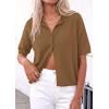 imagePRETTYGARDEN Women Spring Short Sleeve Cardigan Sweaters Button Down Knit Shirt Blouse Dressy Casual Tops 2026 Summer OutfitsDark Khaki