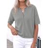 imagePRETTYGARDEN Women Spring Short Sleeve Cardigan Sweaters Button Down Knit Shirt Blouse Dressy Casual Tops 2026 Summer OutfitsGrey