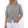 imagePRETTYGARDEN Women Spring Short Sleeve Cardigan Sweaters Button Down Knit Shirt Blouse Dressy Casual Tops 2026 Summer OutfitsGrey