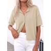imagePRETTYGARDEN Women Spring Short Sleeve Cardigan Sweaters Button Down Knit Shirt Blouse Dressy Casual Tops 2026 Summer OutfitsLight Khaki