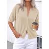 imagePRETTYGARDEN Women Spring Short Sleeve Cardigan Sweaters Button Down Knit Shirt Blouse Dressy Casual Tops 2026 Summer OutfitsLight Khaki