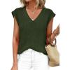 imagePRETTYGARDEN Womens 2026 Lightweight Sweaters Vest Spring Trendy Cap Sleeve V Neck Knit Tank Tops Summer Going Out OutfitsArmy Green